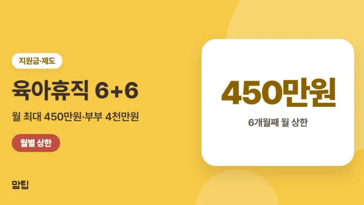 육아휴직 6+6 부모육아휴직제: 월 상한 250~450만원과 조건
